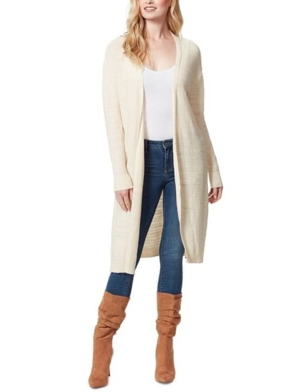 NWT Jessica Simpson Cream Long Open-Front Cardigan